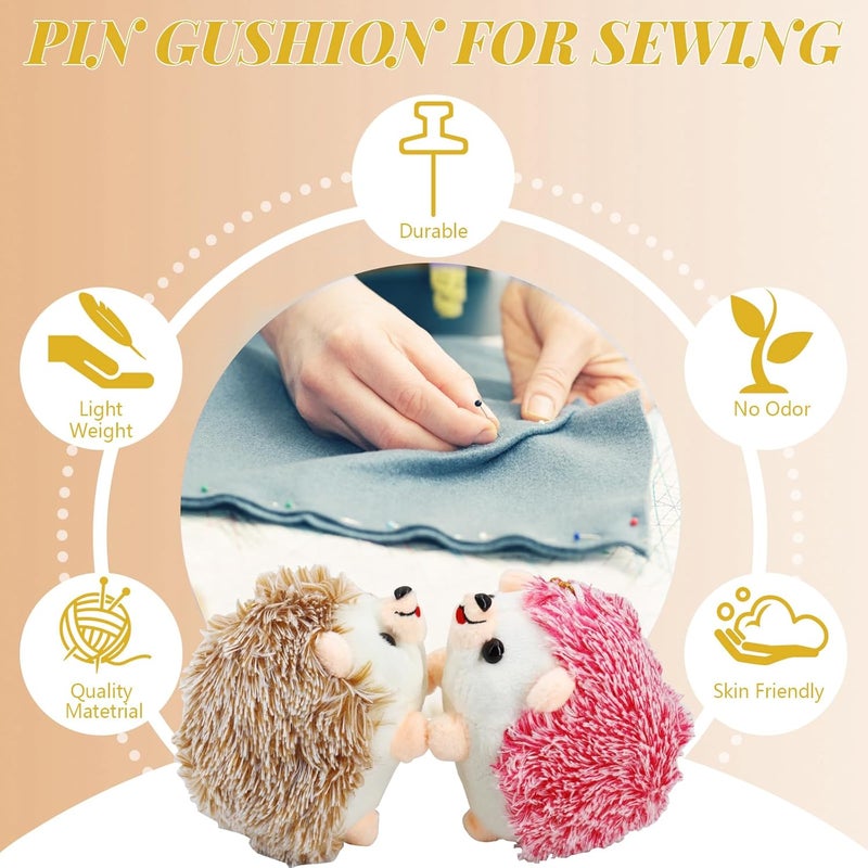 SolidGnik 2 Hedgehog Sewing Pincushion with 200 Pieces Sewing Pins Set for Sewing DIY Projects Jewelry Decor Dressmaker - Image 4
